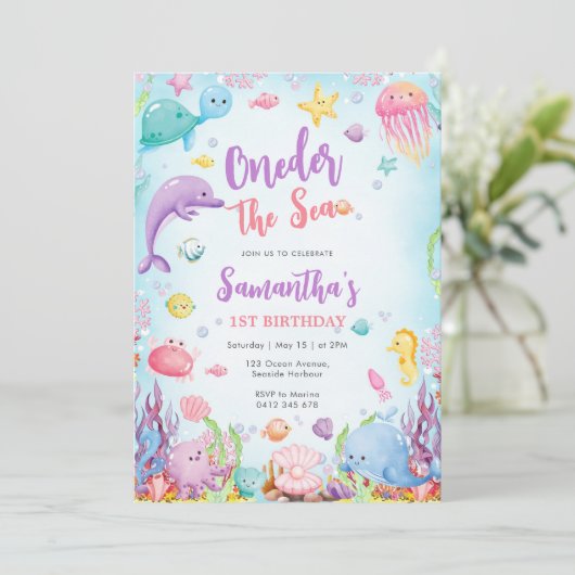 ワンダー・ザ・シー 1歳の誕生日おめでとう！ 招待状 (スタンド正面)