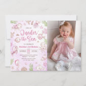 ワンダー・ザ・シー 1歳の誕生日　アンダーザシー　フォト 招待状 (正面)