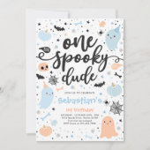 ワンダ不気味ードキュートハロウィーン幽霊1st誕生日 招待状 (正面)