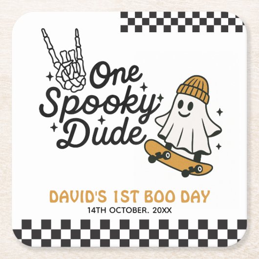 ワンダ不気味ードハロウィーン誕生日 スクエアペーパーコースター (正面)