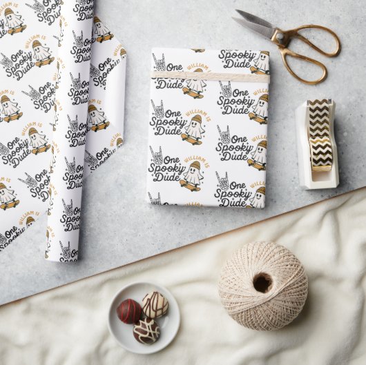 ワンダ不気味ードハロウィーン誕生日 ラッピングペーパー (クラフト)