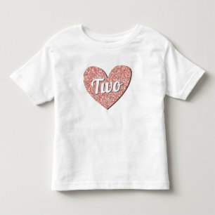 ワンツーグリッターバラ金ゴールドハート1st誕生日ガール トドラーTシャツ