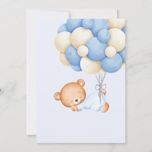 ワンテディベアーウォーター色ボーイワンバースデーパーティー 招待状 (裏面)