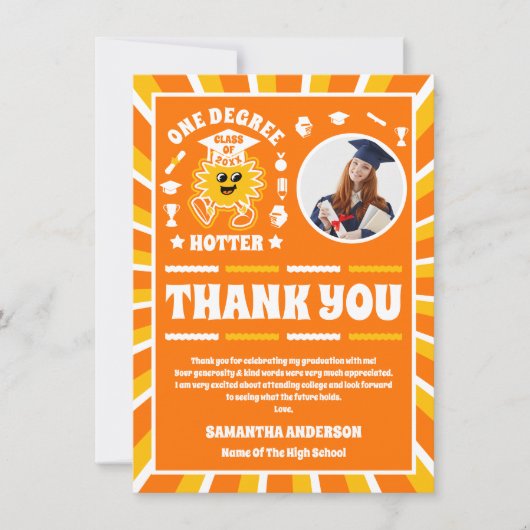 ワンディグホッターレトロ写真卒業 サンキューカード (正面)
