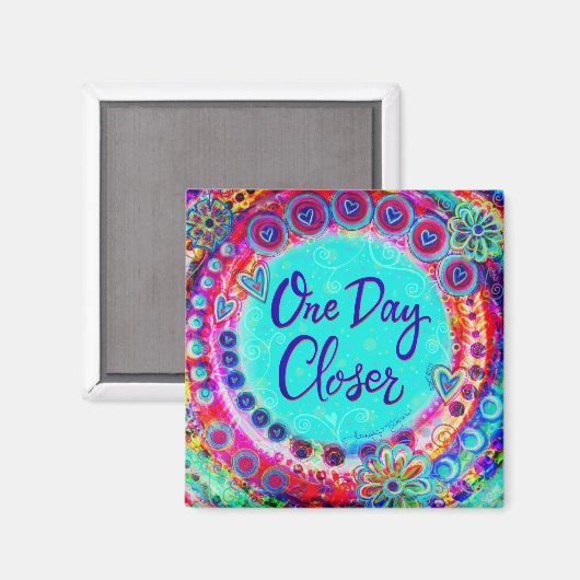 ワンデイクローザーカラフルハート花のインスピレーション マグネット (正面/裏面)