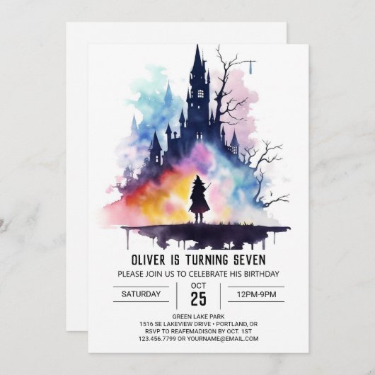 ワンドモダンウィエルダーウィザード誕生日 招待状 (正面/裏面)