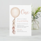ワンニュートラルボホバルーンファースト誕生日招待状 招待状 (スタンド正面)
