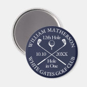 ワンネイビーブルーのゴパーソナライズされたルフホール マグネット (正面/裏面)