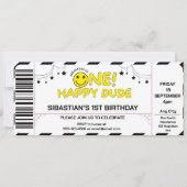 ワンハッピーなデュードの誕生日チケットスタイルクール 招待状 (正面)