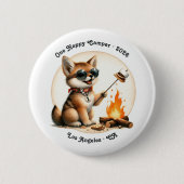 ワンハッピーカンパーコヨーテキャンピング1st誕生日 缶バッジ (正面)