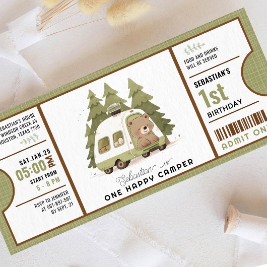 ワンハッピーカンパーファースト誕生日チケット 招待状