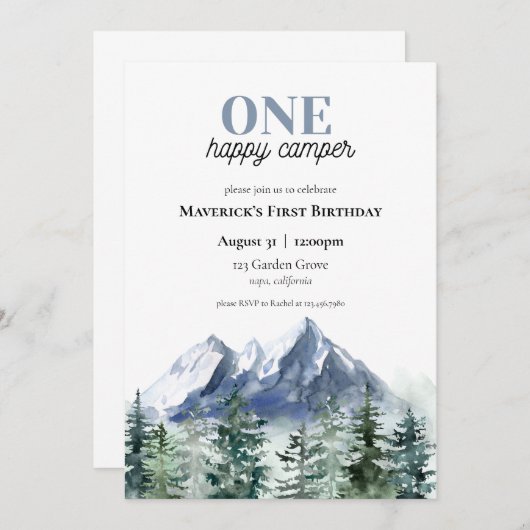 ワンハッピーカンパーファースト誕生日招待状 招待状 (正面/裏面)