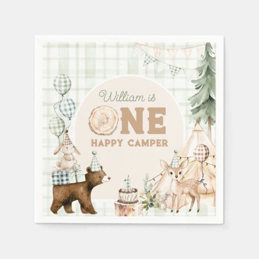 ワンハッピーカンパーファースト誕生日 スタンダードカクテルナプキン (正面)