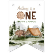 ワンハッピーカンパーベアーフォレストファースト誕生日 バンティングフラッグ (第1の旗)