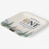 ワンハッピーカンパーベアーブルー1st誕生日パーティー ペーパープレート (傾斜あり)