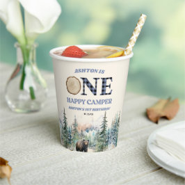 ワンハッピーカンパーベアーブルー1st誕生日パーティー 紙コップ