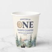 ワンハッピーカンパーベアーブルー1st誕生日パーティー 紙コップ (正面)