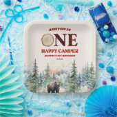 ワンハッピーカンパーベアーレッド1歳の誕生日パーティー ペーパープレート (パーティー)