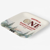 ワンハッピーカンパーベアーレッド1歳の誕生日パーティー ペーパープレート (傾斜あり)