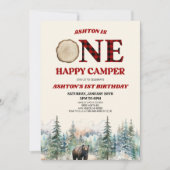 ワンハッピーカンパーベアーレッド1歳の誕生日パーティー 招待状 (正面)