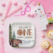 ワンハッピーカンパーベア誕生日 ペーパープレート (パーティー)