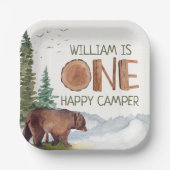 ワンハッピーカンパーベア誕生日 ペーパープレート (正面)