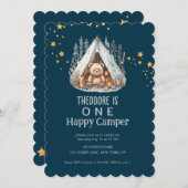 ワンハッピーカンパーベア誕生日 招待状 (正面/裏面)