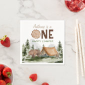 ワンハッピーカンパーマウンテンフォレストベア1st誕生日 スタンダードカクテルナプキン (インサイチュ)