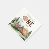 ワンハッピーカンパーマウンテンフォレストベア1st誕生日 スタンダードカクテルナプキン (角)