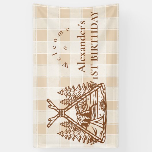 ワンハッピーカンパーマウンテンフォレスト1st誕生日 横断幕 (縦)