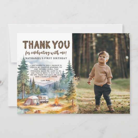 ワンハッピーカンパ素朴ー1歳の誕生日 サンキューカード (正面)