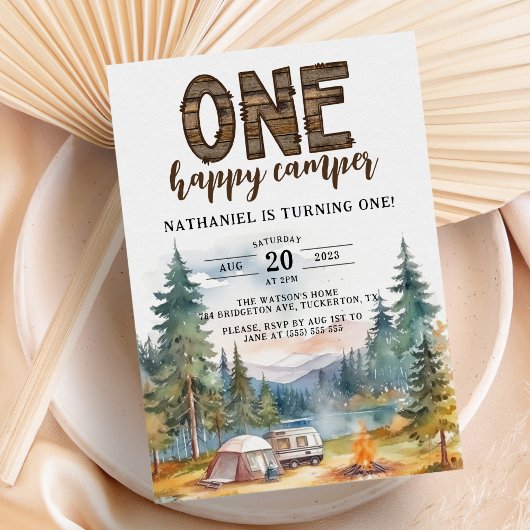 ワンハッピーカンパ素朴ー1歳の誕生日 招待状