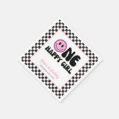 ワンハッピーガールピンクハッピー顔誕生日 スタンダードカクテルナプキン (角)