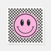 ワンハッピーガールピンクハッピー顔誕生日 スタンダードカクテルナプキン (正面)