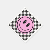 ワンハッピーガールピンクハッピー顔誕生日 スタンダードカクテルナプキン (角)