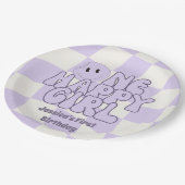 ワンハッピーガールファースト誕生日ピンク ペーパープレート (アングル)