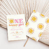 ワンハッピーガールボーホサンファースト誕生日招待状 招待状