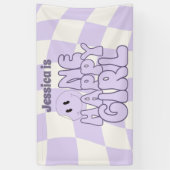 ワンハッピーガールレトロピンク1の誕生日パーティー 横断幕 (縦)