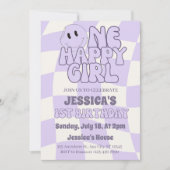 ワンハッピーガールレトロ1st誕生日 招待状 (正面)