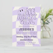 ワンハッピーガールレトロ1st誕生日 招待状 (スタンド正面)