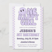 ワンハッピーガールレトロ1st誕生日 招待状 (正面)