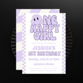 ワンハッピーガールレトロ1st誕生日 招待状