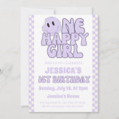 ワンハッピーガールレトロ1st誕生日 招待状 (正面)