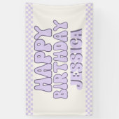 ワンハッピーガールレトロ1st誕生日 横断幕 (縦)