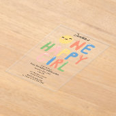 ワンハッピーガール誕生日招待状1stバースデーサン アクリル招待状 (レイダウン)