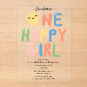 ワンハッピーガール誕生日招待状1stバースデーサン アクリル招待状 (正面)
