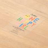 ワンハッピーガール誕生日招待状1stバースデーサン アクリル招待状 (レイダウン)