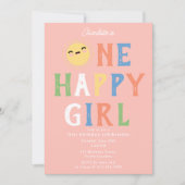ワンハッピーガール誕生日招待状1stバースデーサン 招待状 (正面)