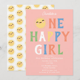 ワンハッピーガール誕生日招待状1stバースデーサン 招待状
