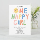 ワンハッピーガール誕生日招待状1stバースデーサン 招待状 (スタンド正面)